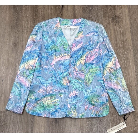 Anne Crimmins Umi Collections Silk Jacket Size 8 Pastel Floral Fairy Vintage NEW - Picture 1 of 14